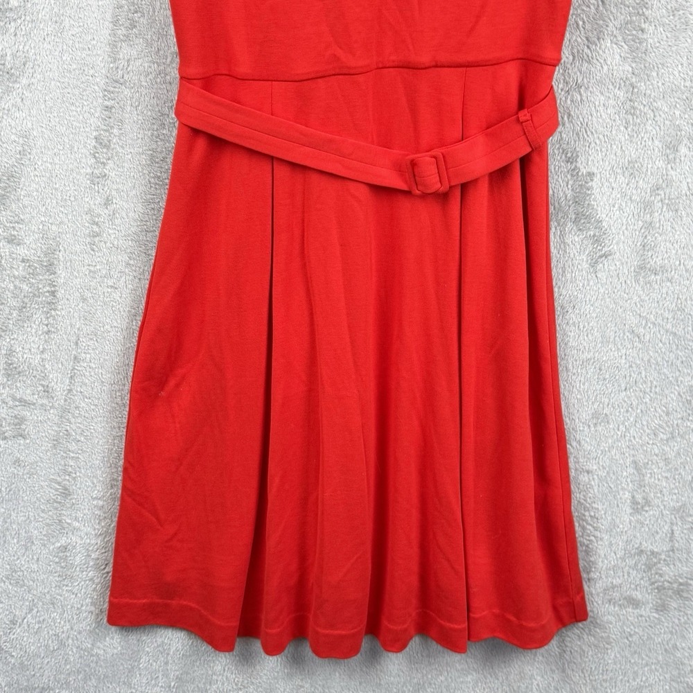 Boden Dress Women 8 Red Ponte Knit Belted Fit & Flare S/S Stretch Casual Classic - Picture 5 of 14